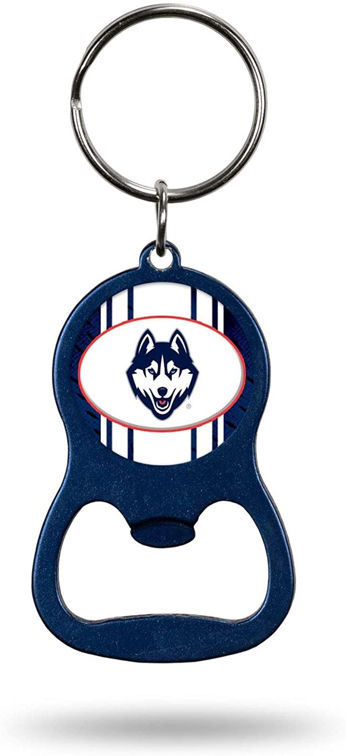 University of Connecticut Huskies Uconn Premium Solid Metal Bottle Opener Keychain, Key Ring, Team Color