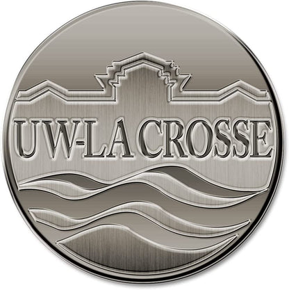 University of Wisconsin La Crosse Eagles Solid Metal Auto Emblem Antique Nickel for Car/Truck/SUV