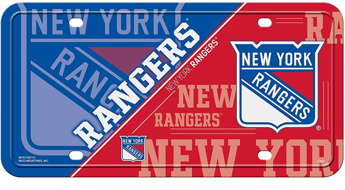 New York Rangers Metal Auto Tag License Plate, Split Design, 6x12 Inch