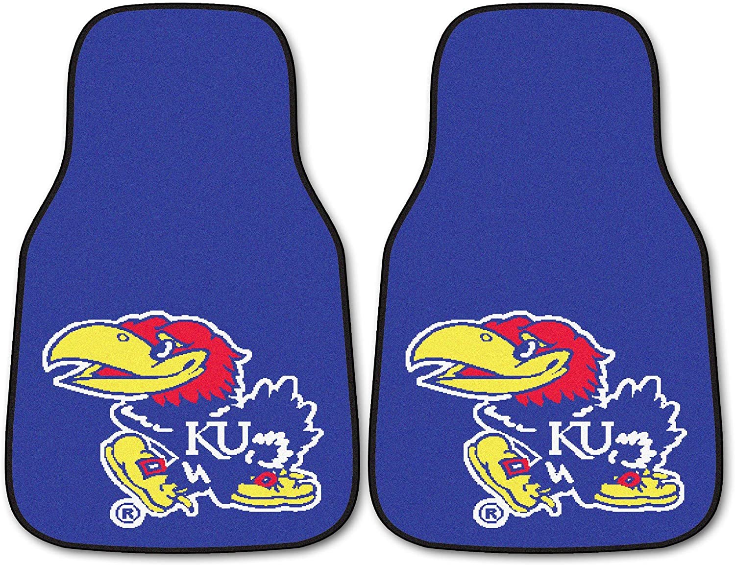 University of Kansas Jayhawks Front Floor Mats, Carpet Car Set, 18x27 Inch, Nylon, Set of 2