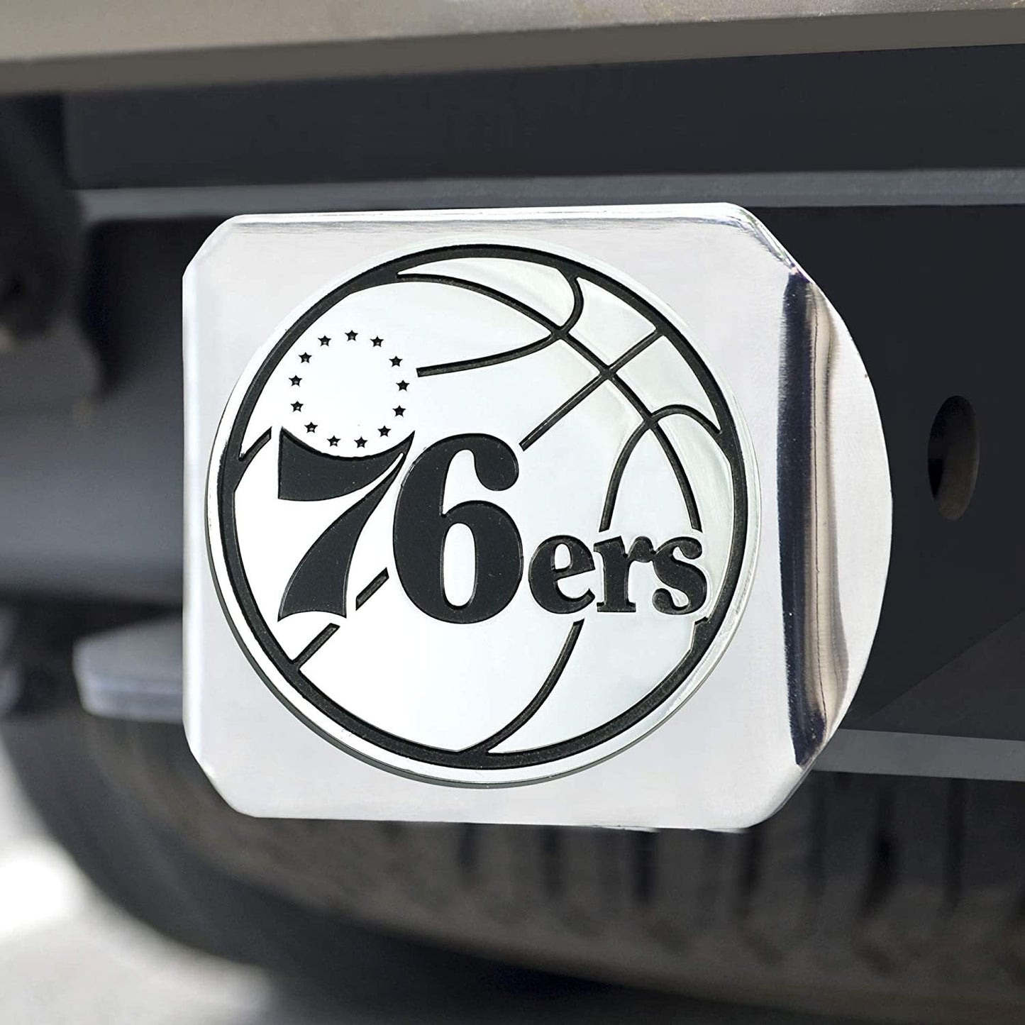 Philadelphia 76ers Hitch Cover Solid Metal with Raised Chrome Metal Emblem 2" Square Type III