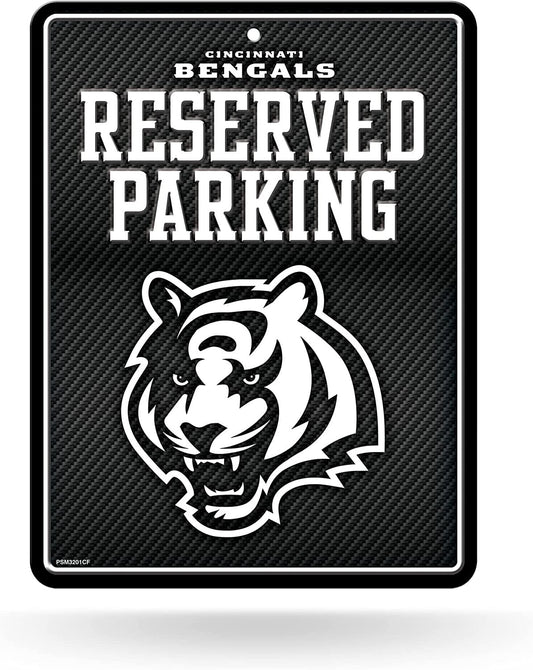 Cincinnati Bengals Metal Parking Novelty Wall Sign 8.5 x 11 Inch Carbon Fiber Design
