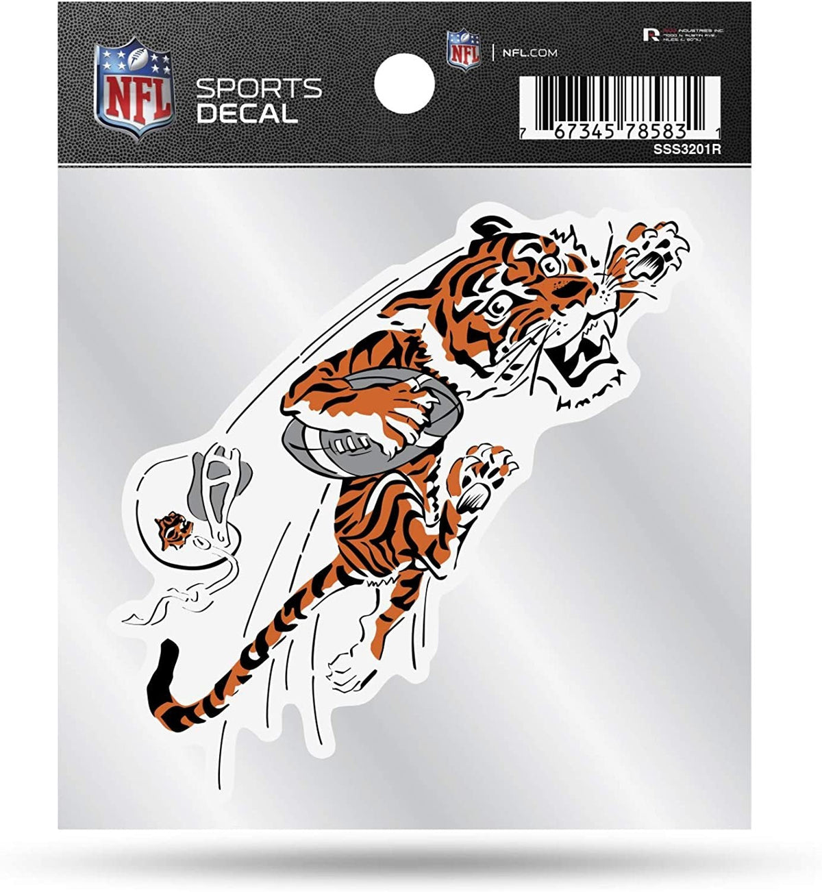 Cincinnati Bengals Retro Logo Premium 4x4 Inch Decal Sticker with Clear Backing Flat Vinyl Auto Home