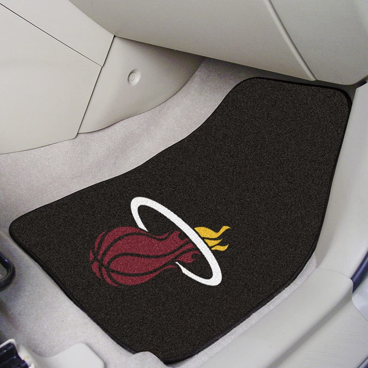 Miami Heat Front Floor Mats, Carpet Car Set, 18x27 Inch, Nylon, Set of 2