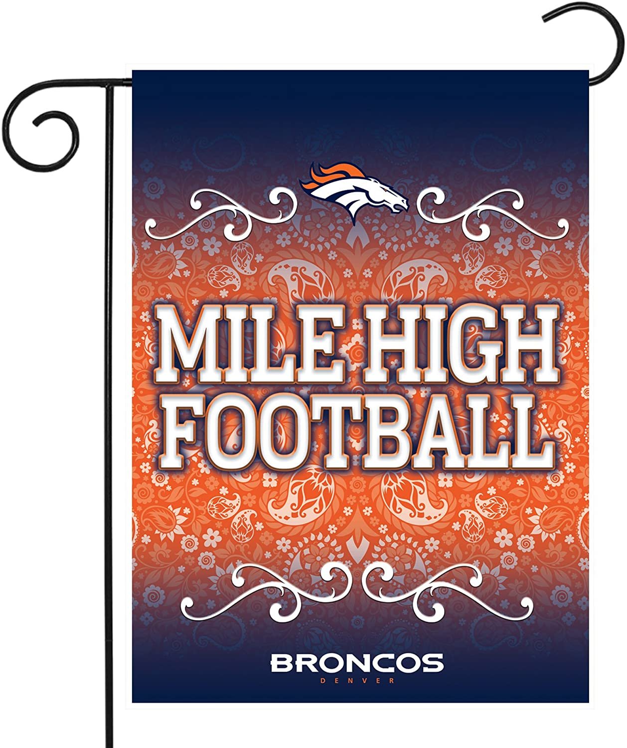 Denver Broncos Premium Double Sided Garden Flag Banner, 13x18 Inch, Display Pole Sold Separately
