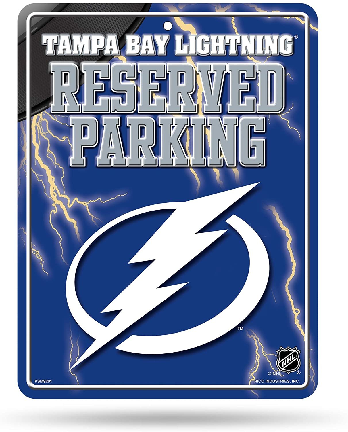 Tampa Bay Lightning Metal Wall Parking Sign, 8.5x11 Inch, Primary Design, Great for Man Cave, Bed Room, Office, Home Decor