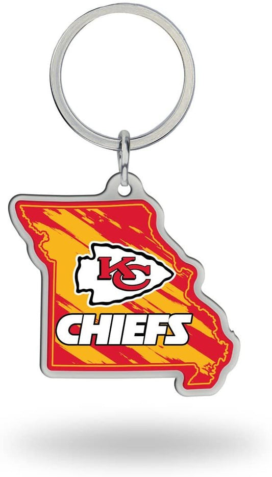 Kansas City Chiefs Metal Keychain State Shaped
