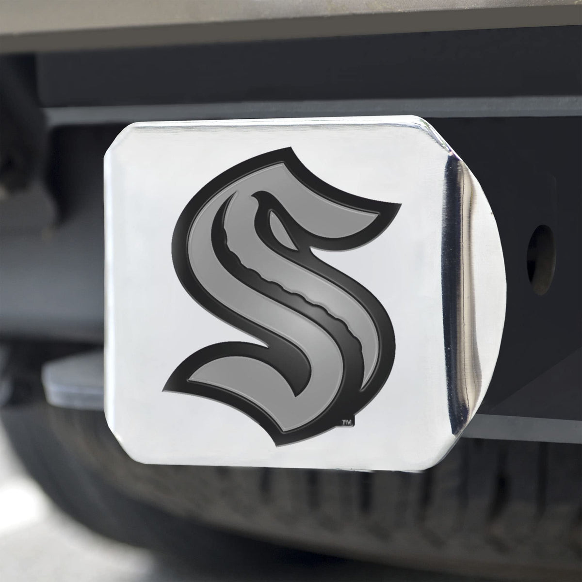 Seattle Kraken Hitch Cover Solid Metal with Raised Chrome Metal Emblem 2" Square Type III