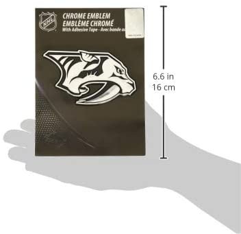 Nashville Predators Auto Emblem, Silver Chrome Color, Raised Molded Shape Cut Plastic, Adhesive Tape Backing