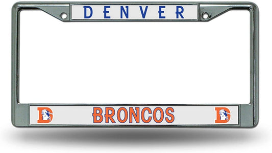 Denver Broncos Retro AFL Logo Premium Metal License Plate Frame Chrome Tag Cover, 12x6 Inch