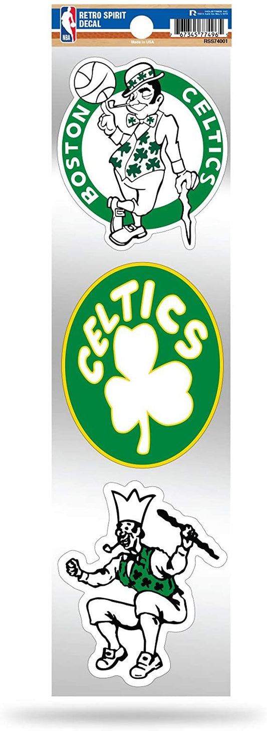 NBA Boston Celtics NBA 3-Piece Retro Spirit Decals, Team Color, Size of individual decals will vary