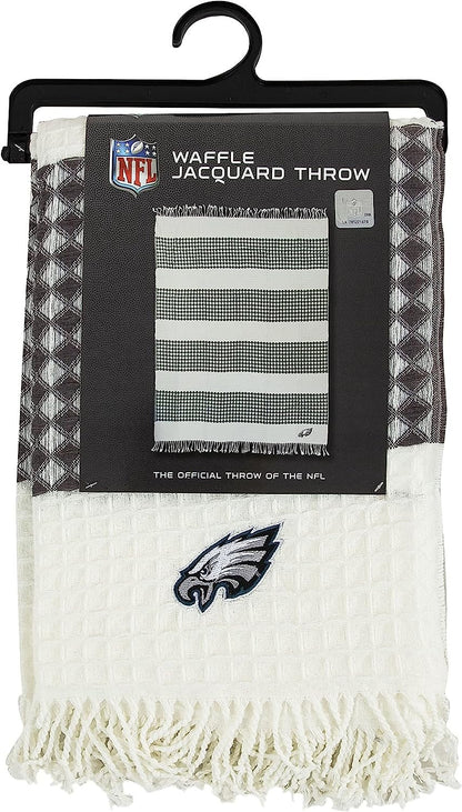 Philadelphia Eagles Throw Blanket Waffle Weave Jacquard, 50x60 Inch, Unisex-Adult, 100% Acrylic