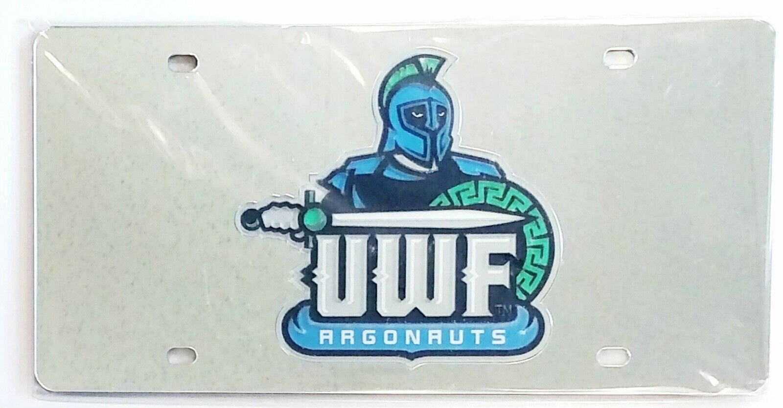 University of West Florida Argonauts Premium Laser Cut Tag License Plate, Mirrored Acrylic Inlaid, 12x6 Inch