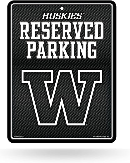 University of Washington Huskies Metal Parking Novelty Wall Sign 8.5 x 11 Inch Carbon Fiber Design