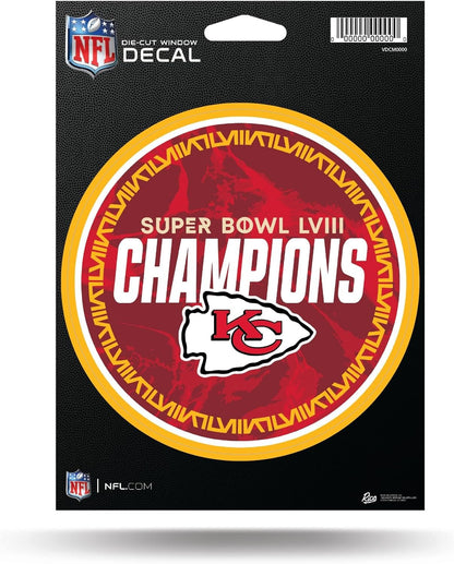 Kansas City Chiefs 2024 Super Bowl Champions 5 Inch Decal Sticker, Shape Cut, Flat Vinyl, Full Adhesive Backing, Great for Auto or Home
