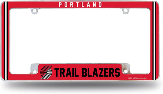 Portland Trail Blazers Metal License Plate Frame Chrome Tag Cover Alternate Design 6x12 Inch