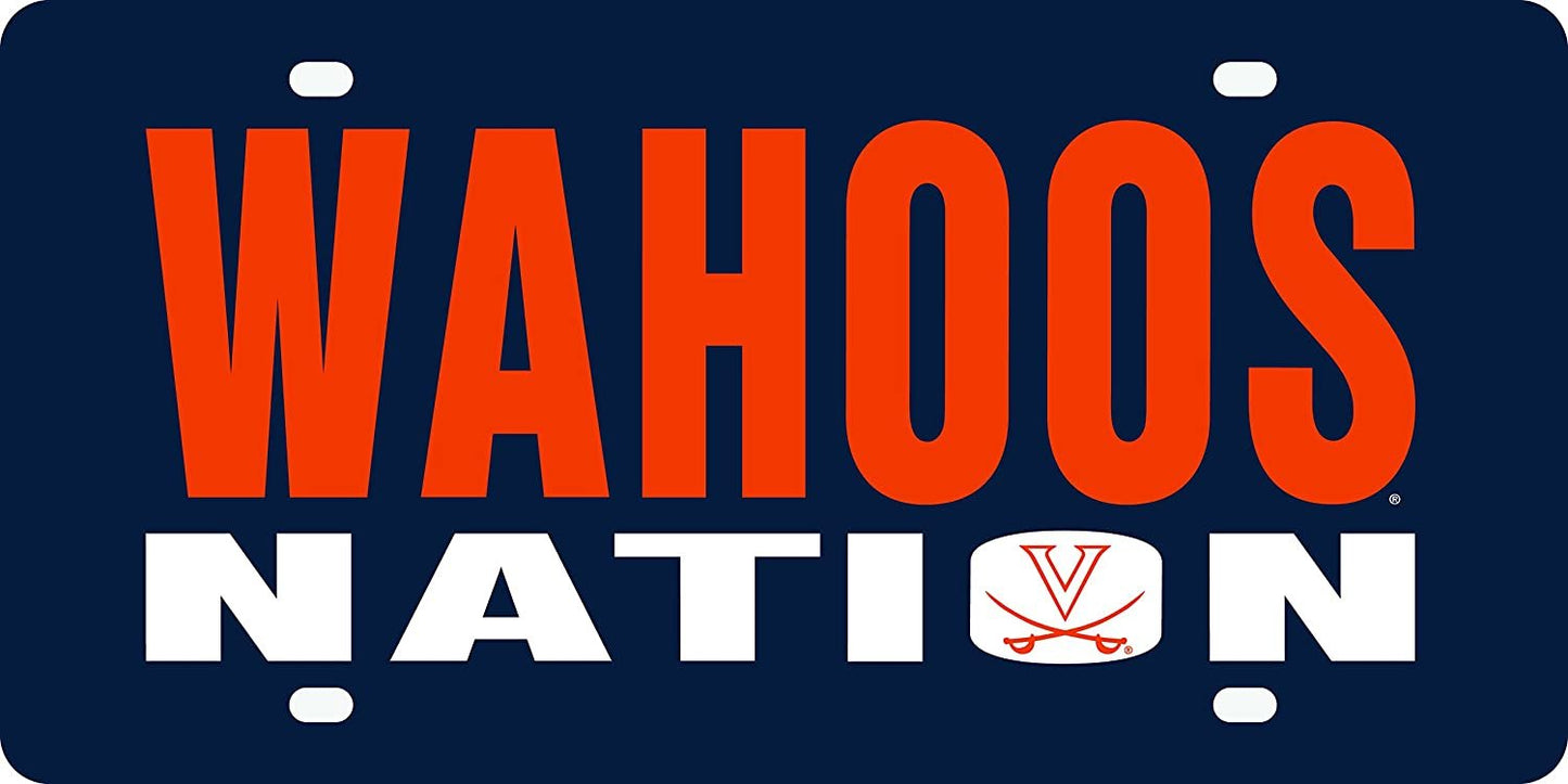 University of Virginia Cavaliers Premium Laser Cut Tag License Plate, Nation, Mirrored Acrylic Inlaid, 6x12 Inch