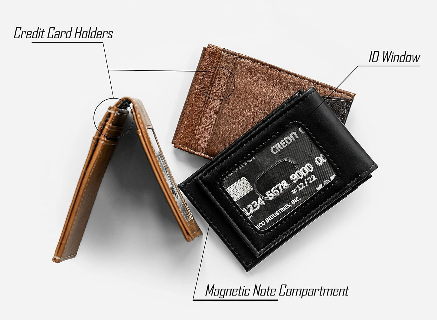 University of Michigan Wolverines 2024 Champions Premium Brown Leather Wallet, Front Pocket Magnetic Money Clip, Laser Engraved, Vegan