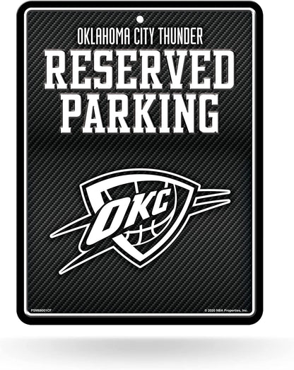Oklahoma City Thunder Metal Parking Novelty Wall Sign 8.5 x 11 Inch Carbon Fiber Design