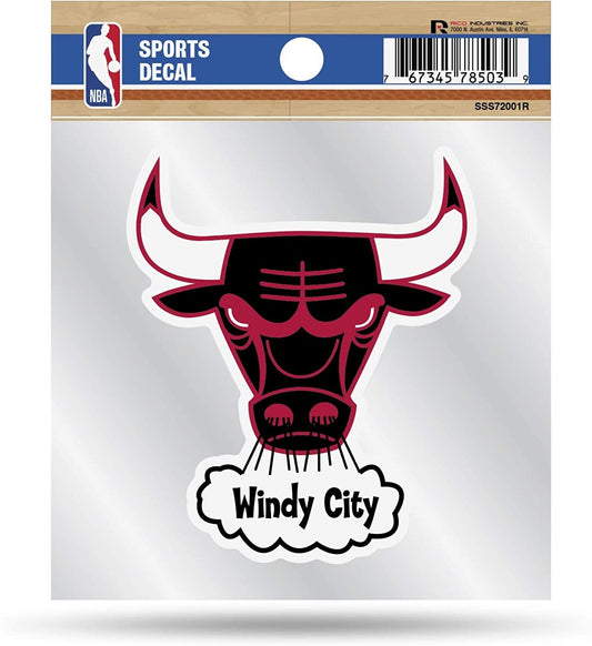 Chicago Bulls 4x4 Inch Die Cut Decal Sticker, Retro Logo, Clear Backing