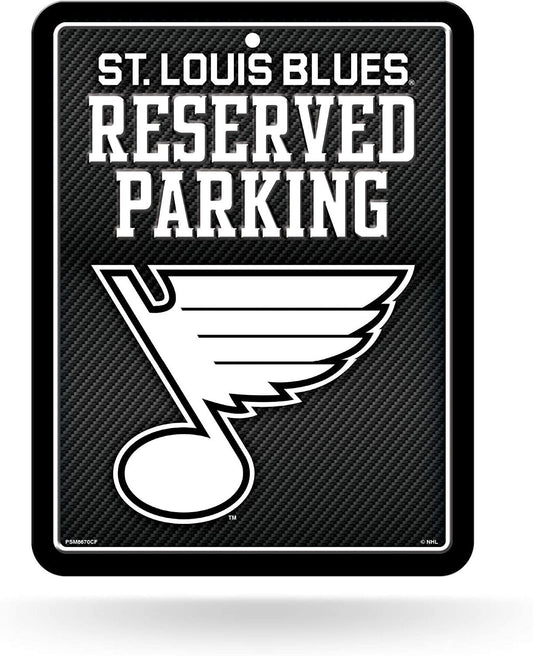 St Louis Blues Metal Parking Novelty Wall Sign 8.5 x 11 Inch Carbon Fiber Design
