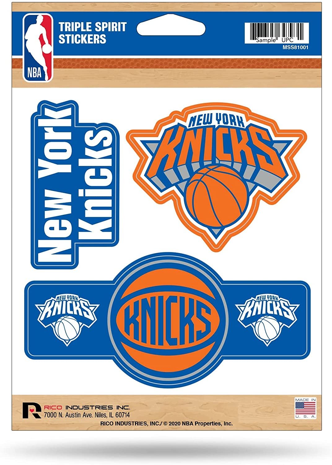 New York Knicks Die Cut 3-Piece Triple Spirit Sticker Sheet
