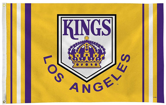 Los Angeles Kings Premium 3x5 Feet Flag Banner, Retro Logo, Metal Grommets, Outdoor Indoor, Single Sided