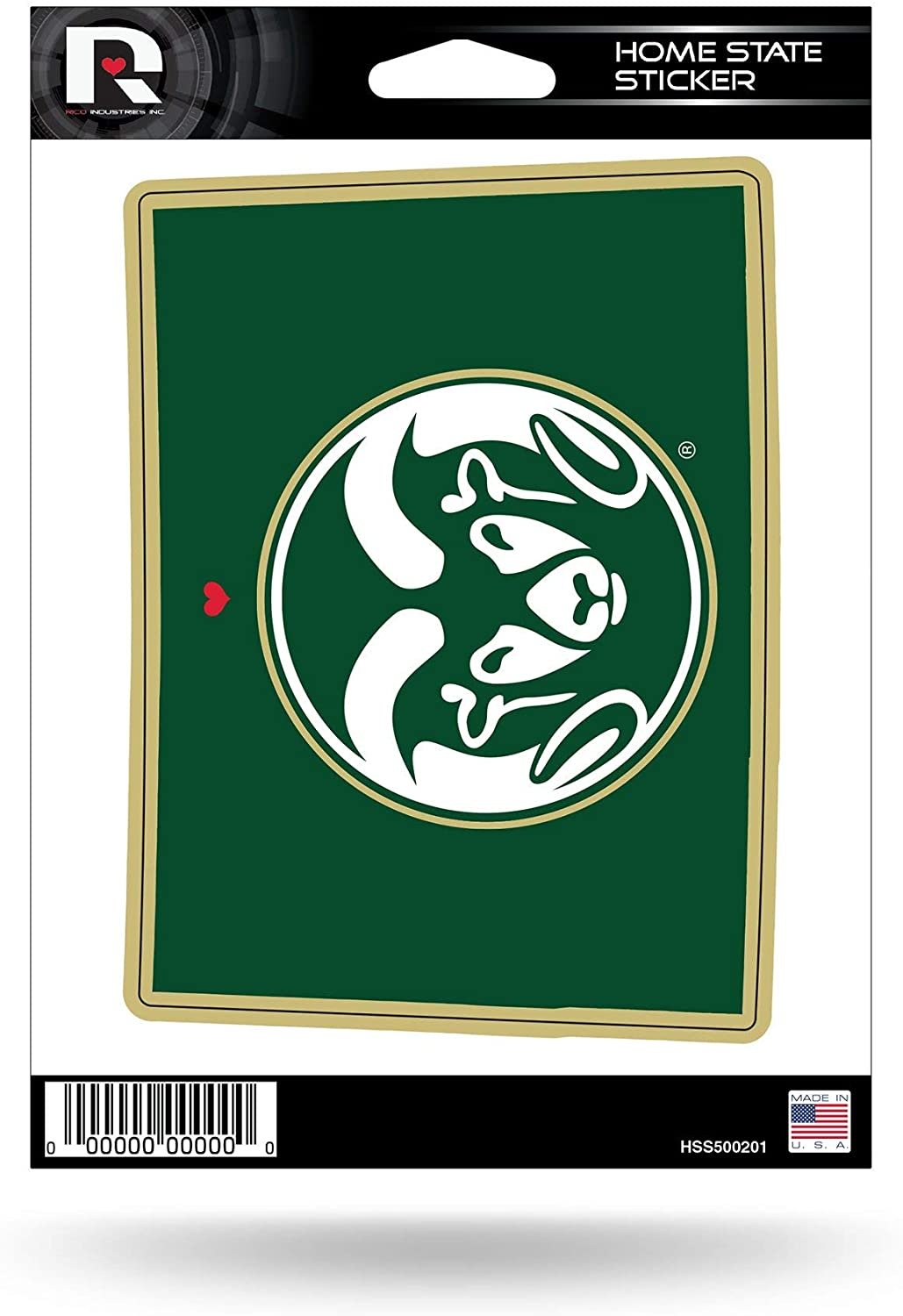 Colorado State University Rams 5 Inch Sticker Decal, Home State Design, Flat Vinyl, Full Adhesive Backing