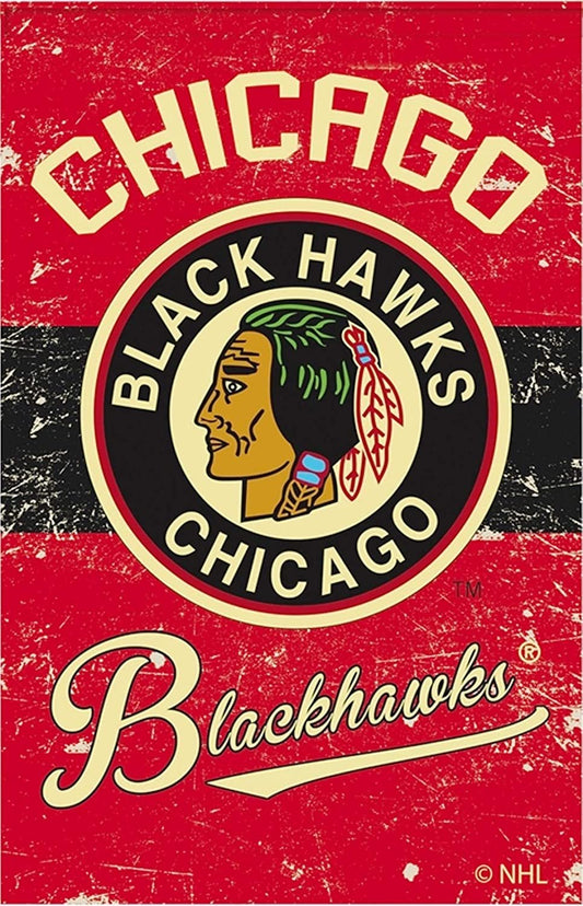 Chicago Blackhawks EG Vintage Retro Banner Premium 2-Sided 28x44 House Flag Hockey