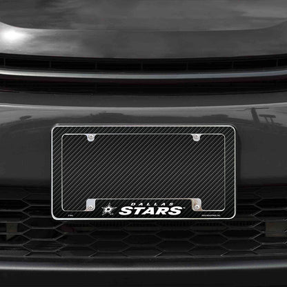 Dallas Stars Metal License Plate Frame Chrome Tag Cover Carbon Fiber Design 6x12 Inch