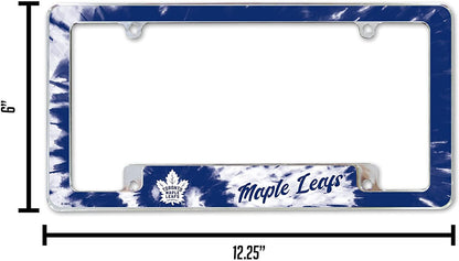 Toronto Maple Leafs Metal License Plate Frame Chrome Tag Cover Tie Dye Design 6x12 Inch