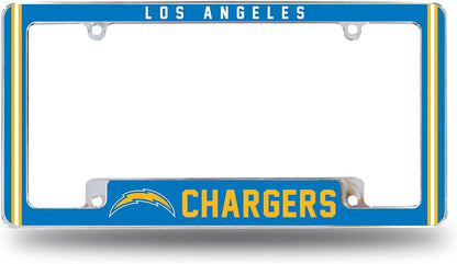 Los Angeles Chargers Metal License Plate Frame Chrome Tag Cover Alternate Design 6x12 Inch