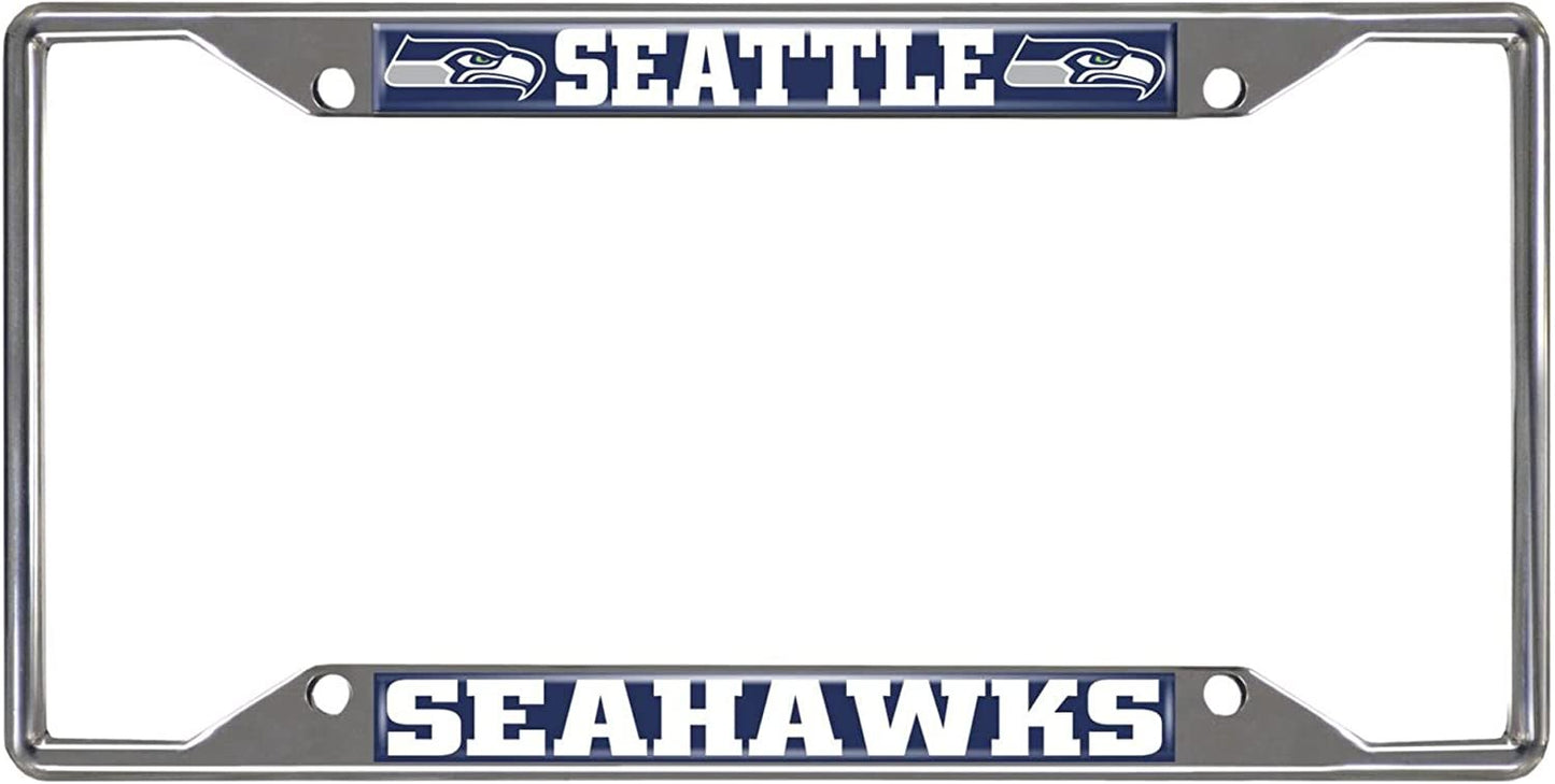 Seattle Seahawks Metal License Plate Frame Chrome Tag Cover 6x12 Inch