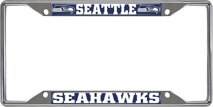 Seattle Seahawks Metal License Plate Frame Chrome Tag Cover 6x12 Inch