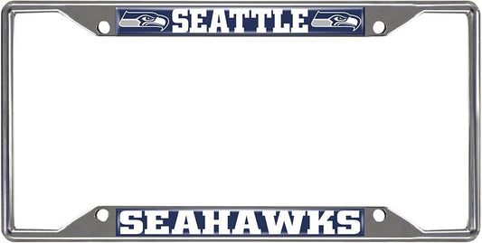 Seattle Seahawks Metal License Plate Frame Chrome Tag Cover 6x12 Inch