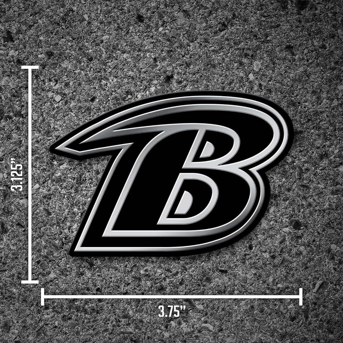 Baltimore Ravens Auto Emblem, Silver Chrome Color, Raised Molded Plastic, 3.5 Inch, Adhesive Tape Backing