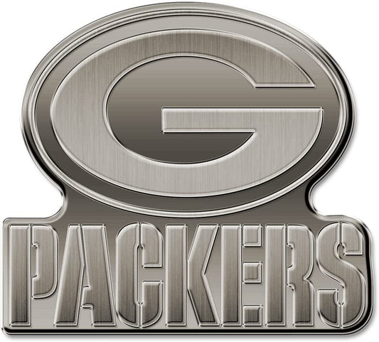 Green Bay Packers Solid Metal Auto Emblem Antique Nickel Design