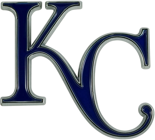 Kansas City Royals Solid Metal Color Auto Emblem Raised Decal Adhesive Tape Backing