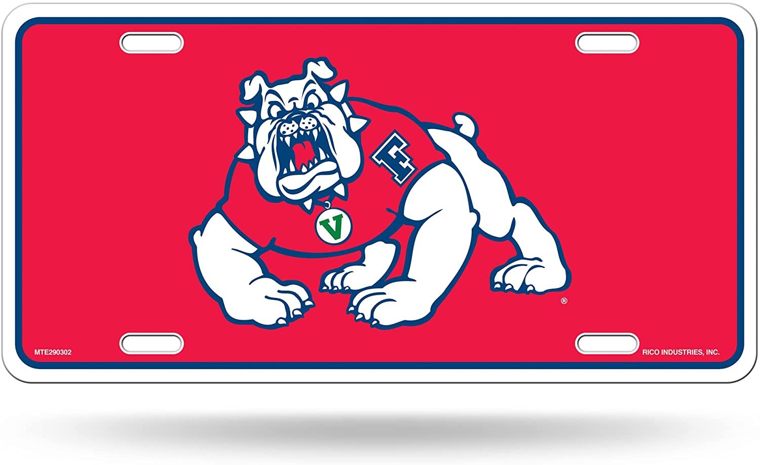 Fresno State University Bulldogs Metal Auto Tag License Plate, Red Design, 6x12 Inch