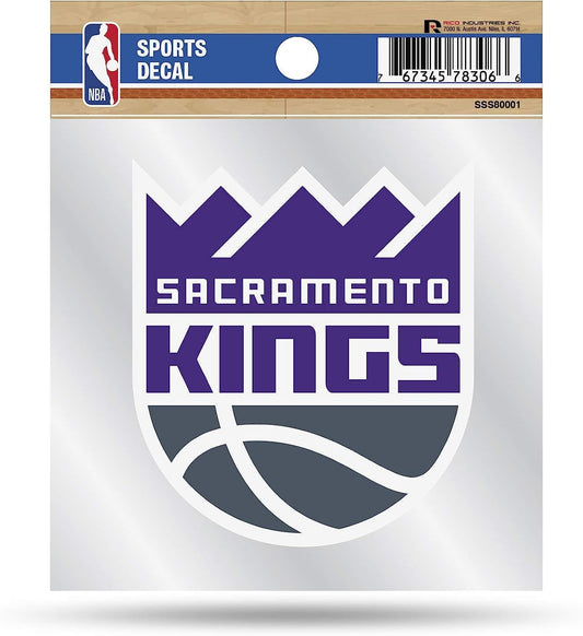 Sacramento Kings 4x4 Die Cut Inch Decal Sticker Flat Vinyl, Primary Logo, Clear Backing