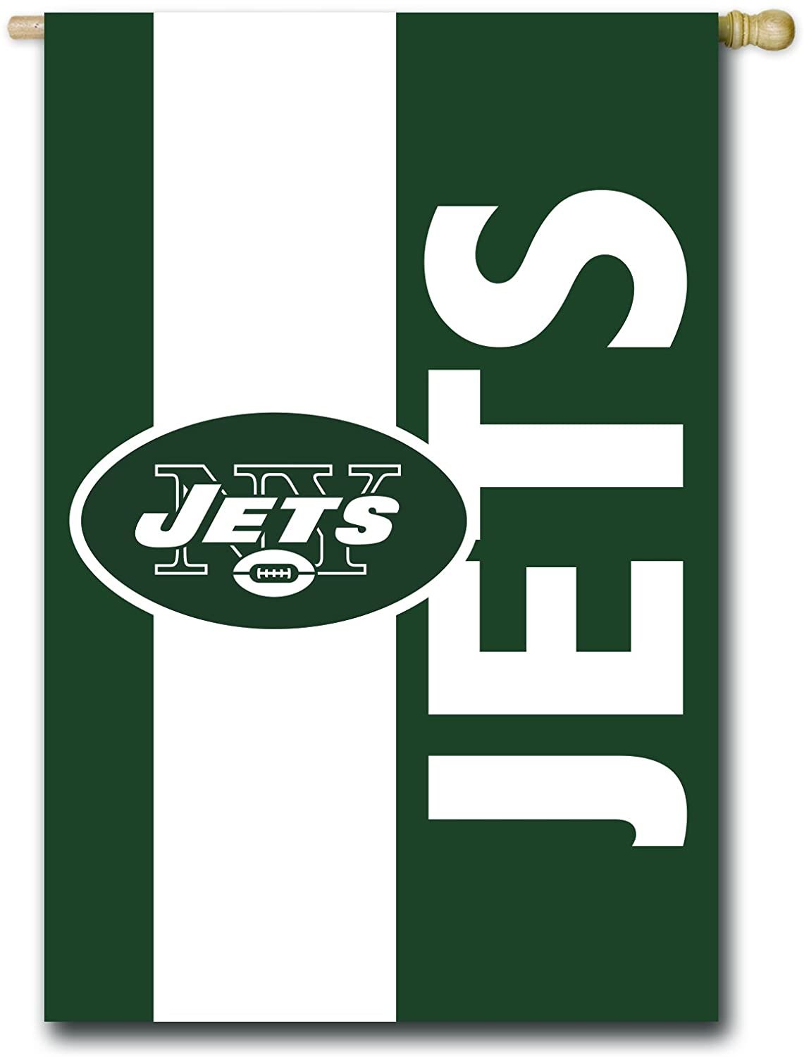 New York Jets Premium Double Sided Banner House Flag, Embellished Applique, 28x44 Inch