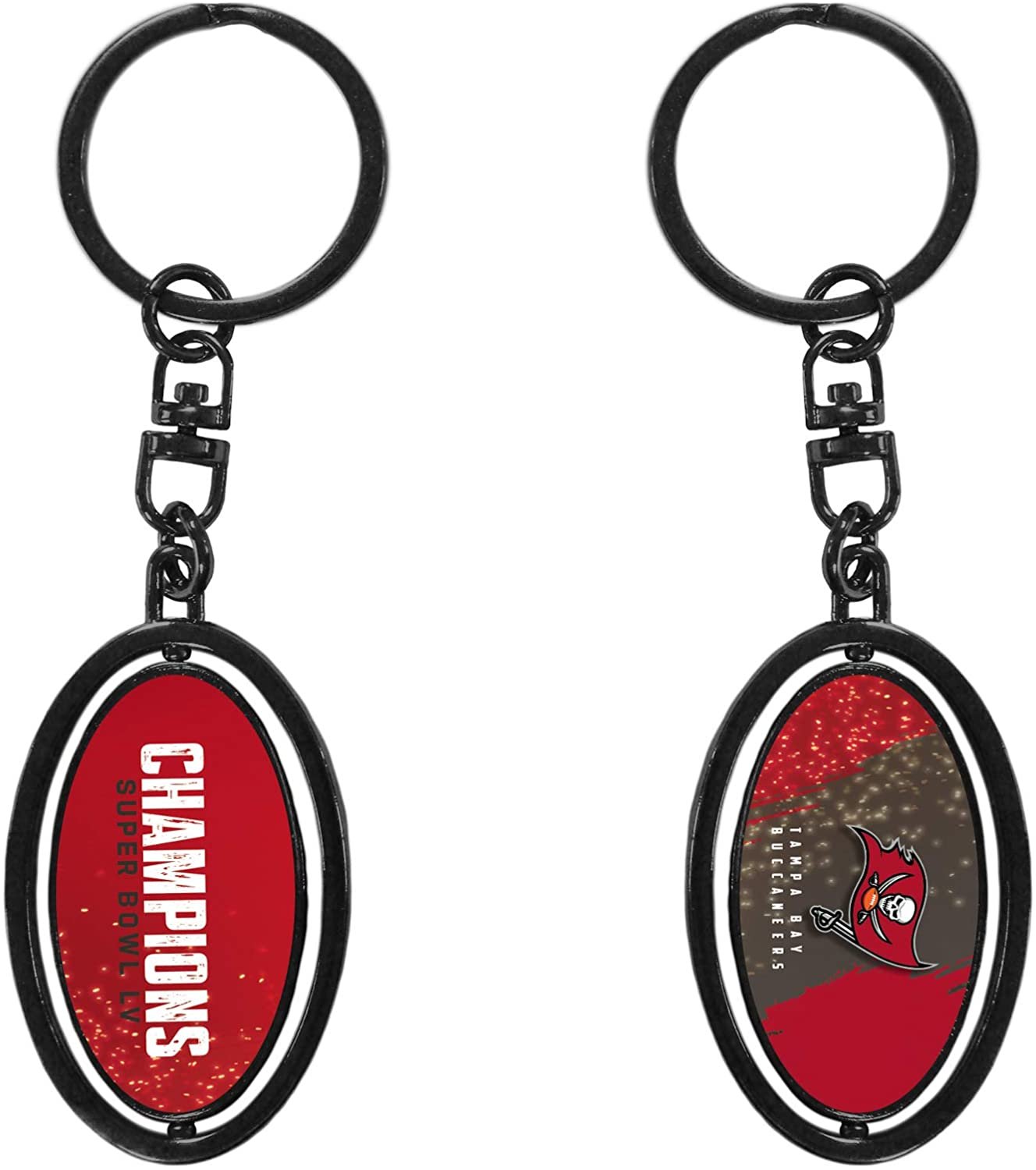 Buccaneers LV Champions Keychain Metal Oval 2-sided Spinner Key Chain Football