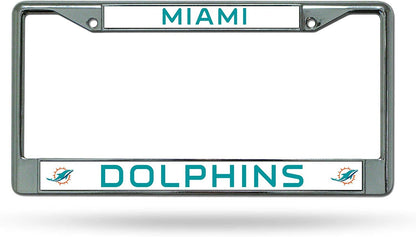 Miami Dolphins Metal License Plate Frame Chrome Tag Cover 6x12 Inch