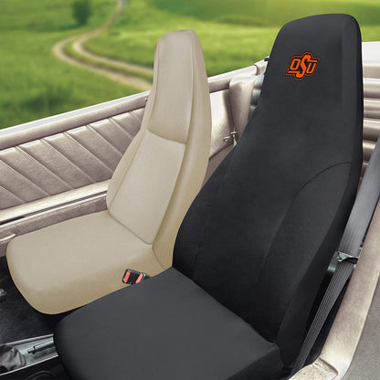 Oklahoma State University Cowboys Premium Embroidered Black Auto Bucket Seat Cover, 48x20 Inch, Elastic