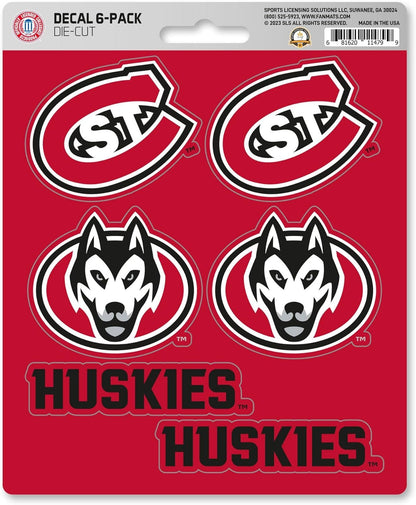 St Cloud State University Huskies 6-Piece Decal Sticker Set, 5x6 Inch Sheet, Gift for football fans for any hard surfaces around home, automotive, personal items