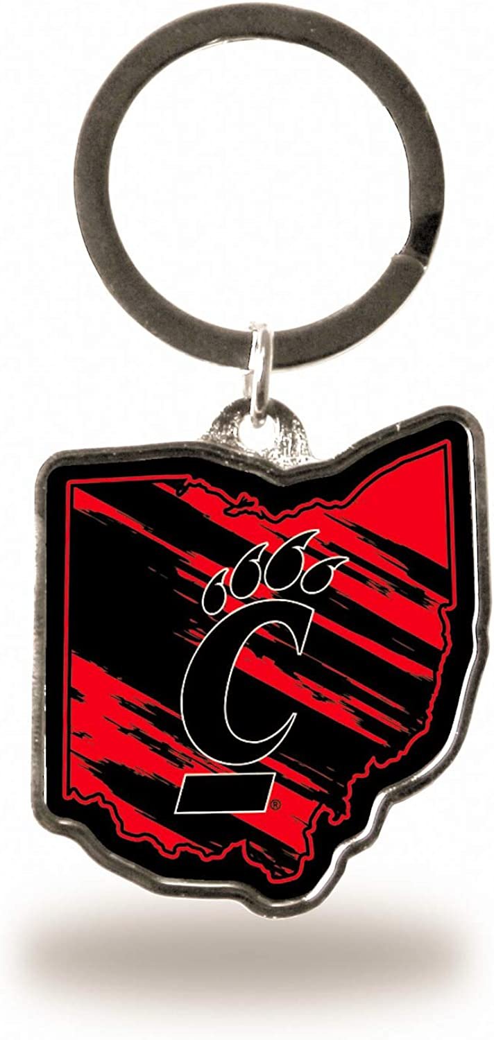 University of Cincinnati Bearcats Metal State Shaped Keychain