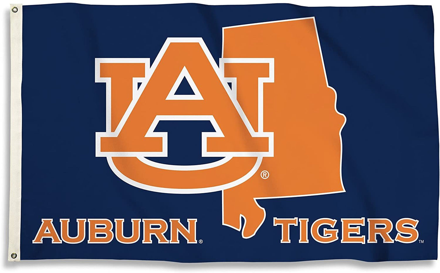 Auburn University Tigers Premium 3x5 Feet Flag Banner, State Design, Metal Grommets, Outdoor Use, Single Sided