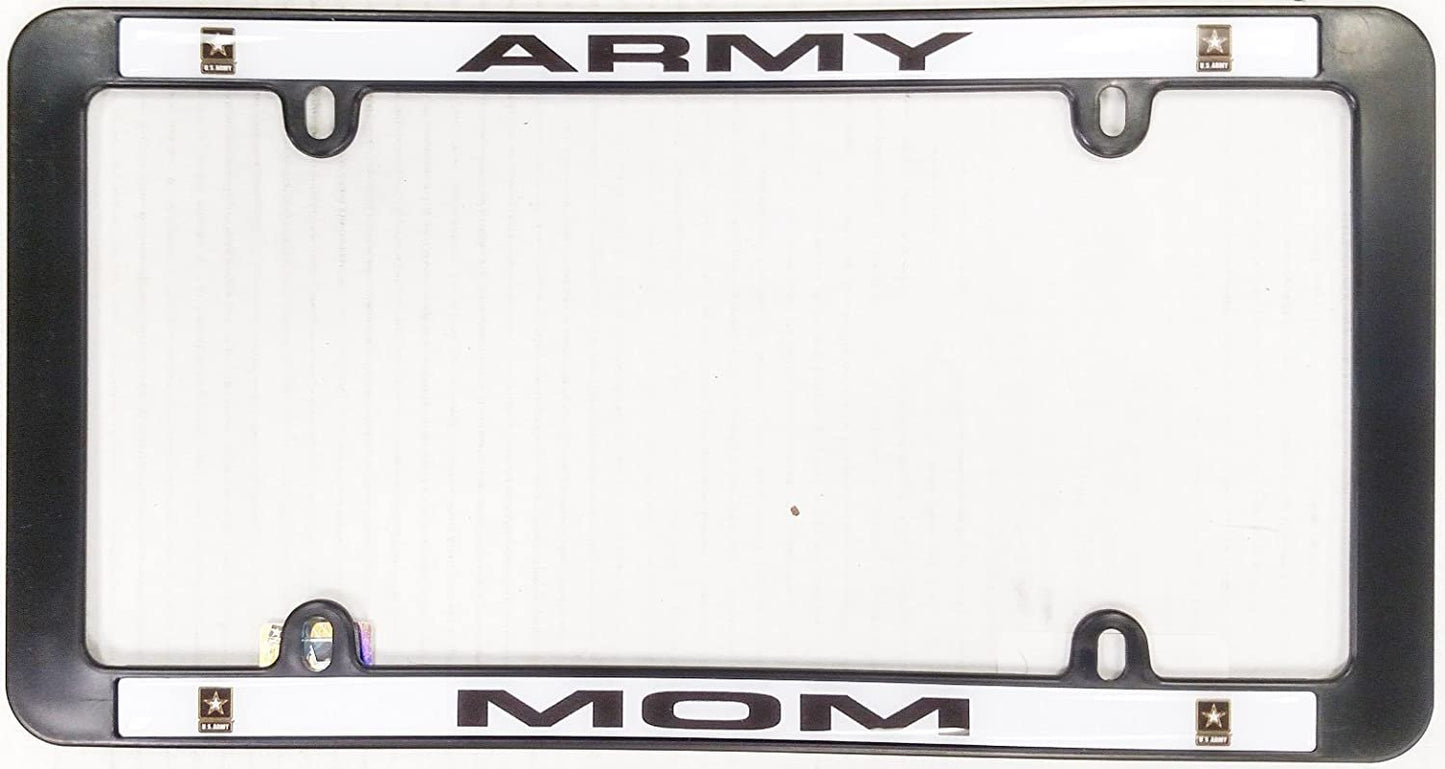 Army MOM Black Plastic License Plate Frame Tag Cover United States Military