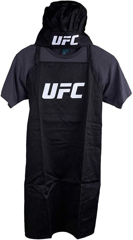 UFC Apron Chef Hat Set Full Color Universal Size Tie Back Grilling Tailgate BBQ Cooking Host