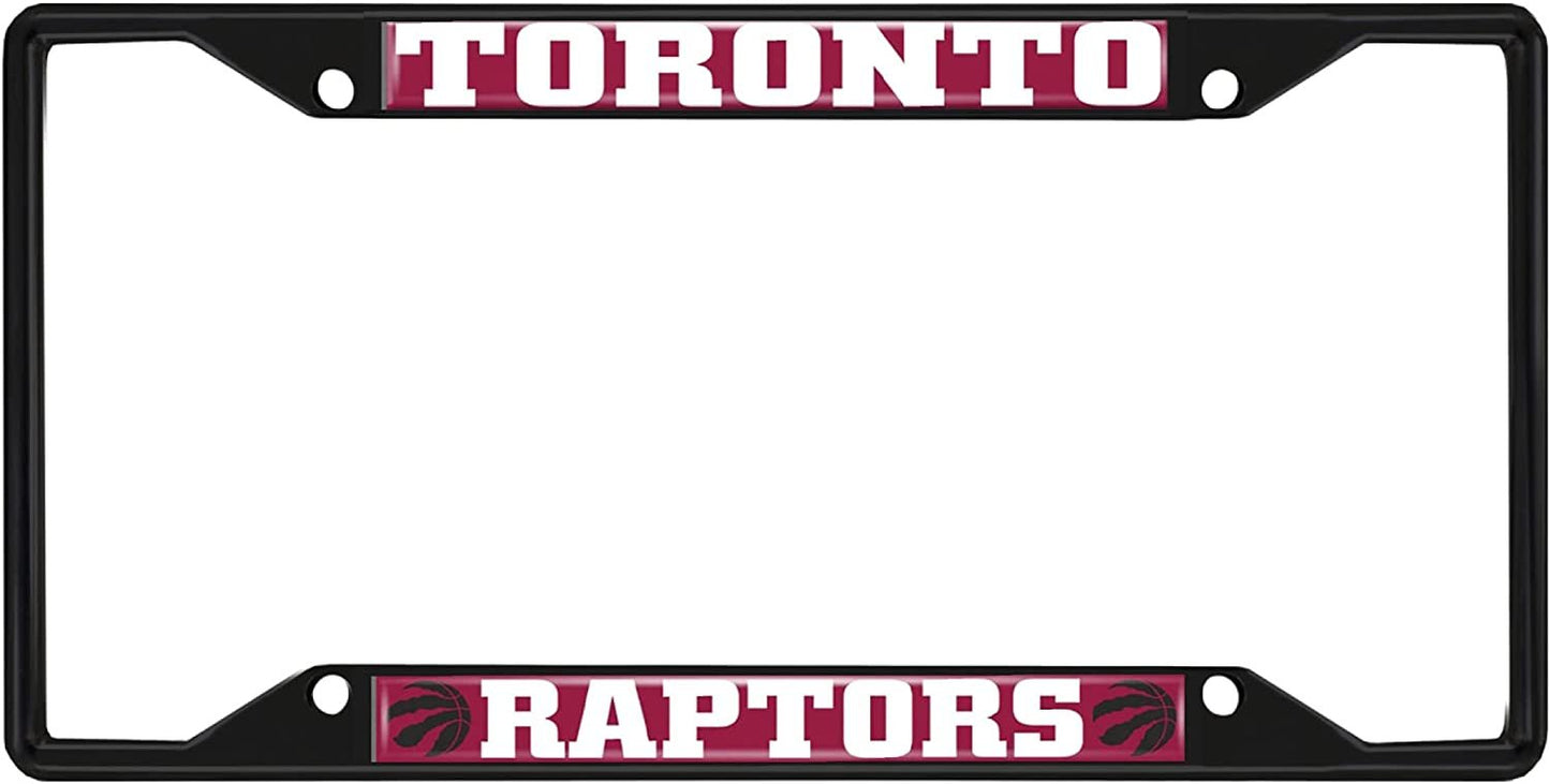 Toronto Raptors Black Metal License Plate Frame Tag Cover, 6x12 Inch